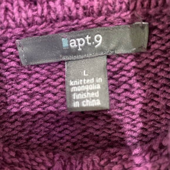 Apt 9 Cable Knit Purple Sweater Turtleneck - Picture 6 of 7
